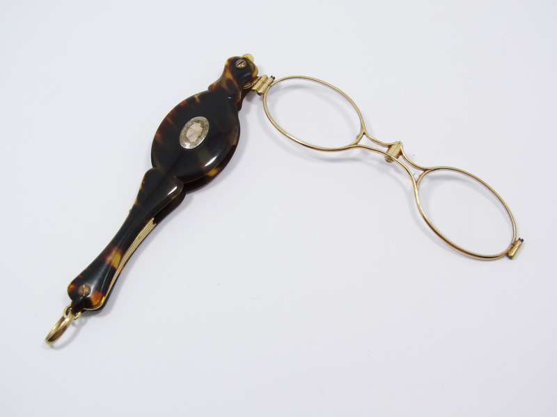 Stunning! Antique French Rolled Gold & Tortoiseshell Lorgnette