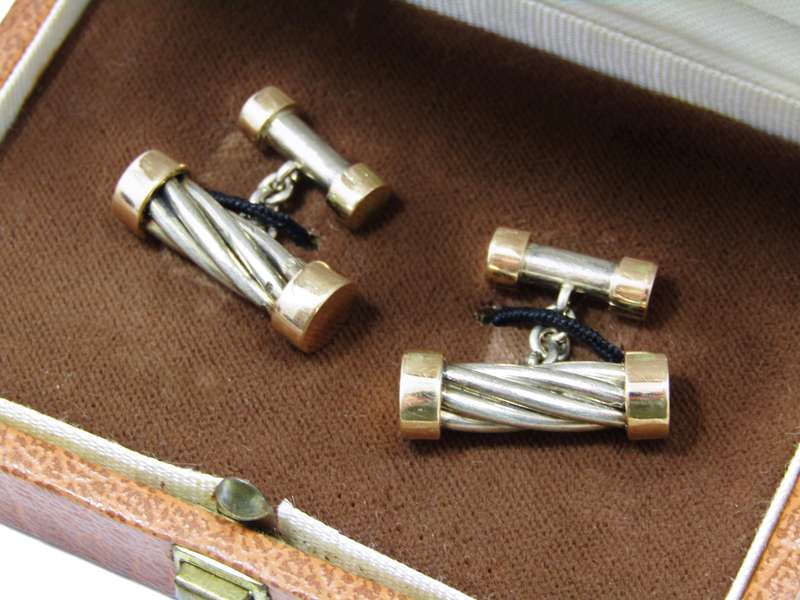 Stunning! Vintage Pair of 9CT Gold & Silver Cufflinks