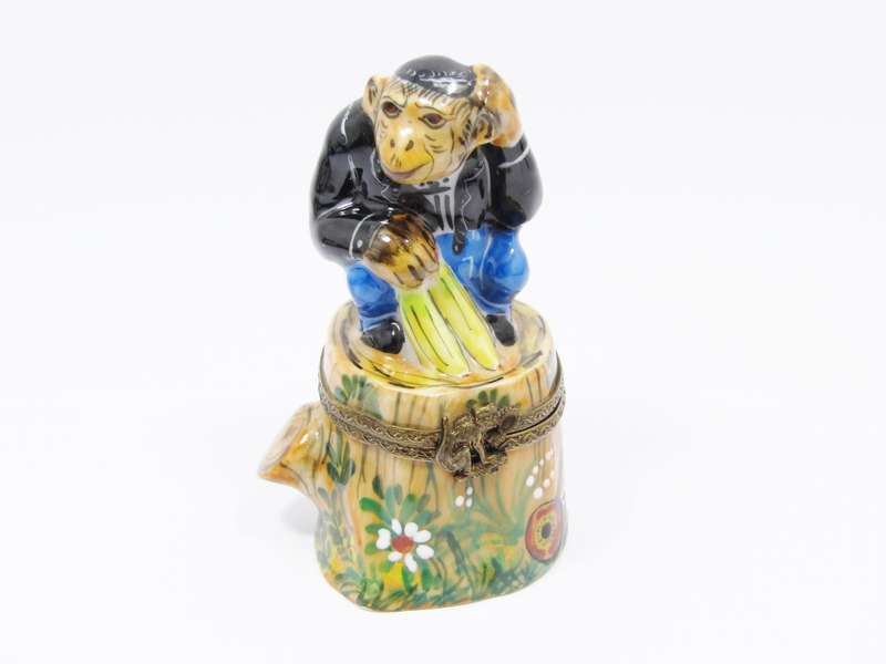 Limoges (France) Hand-Painted "Monkey" Trinket Box