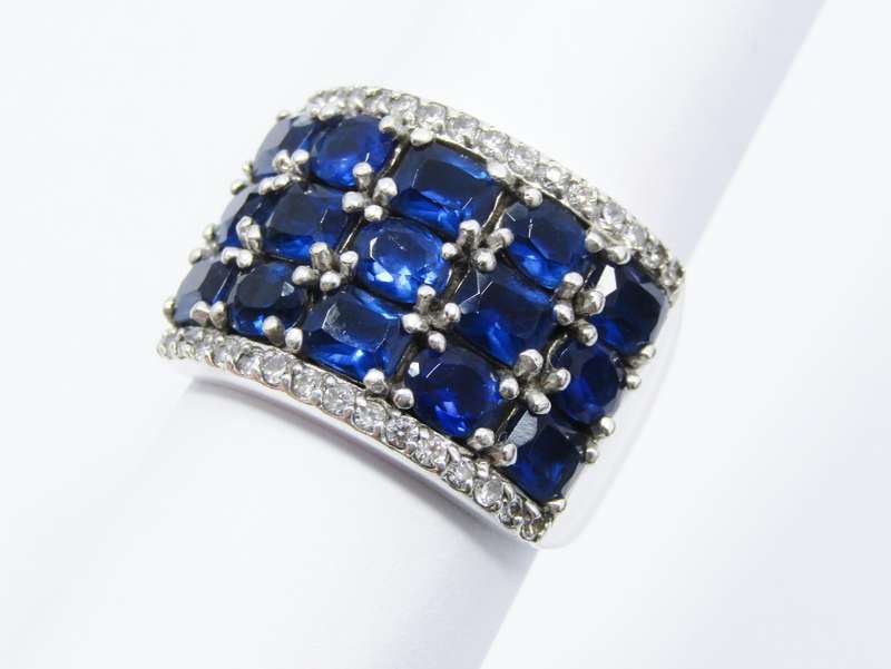 A Gorgeous Broad Blue Zirconia Ring in Sterling Silver.