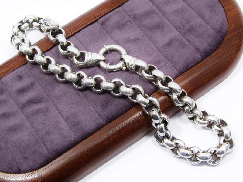 A Beautiful Huge Round Link Necklace with a Signoretti Clasp in Sterling Silver.