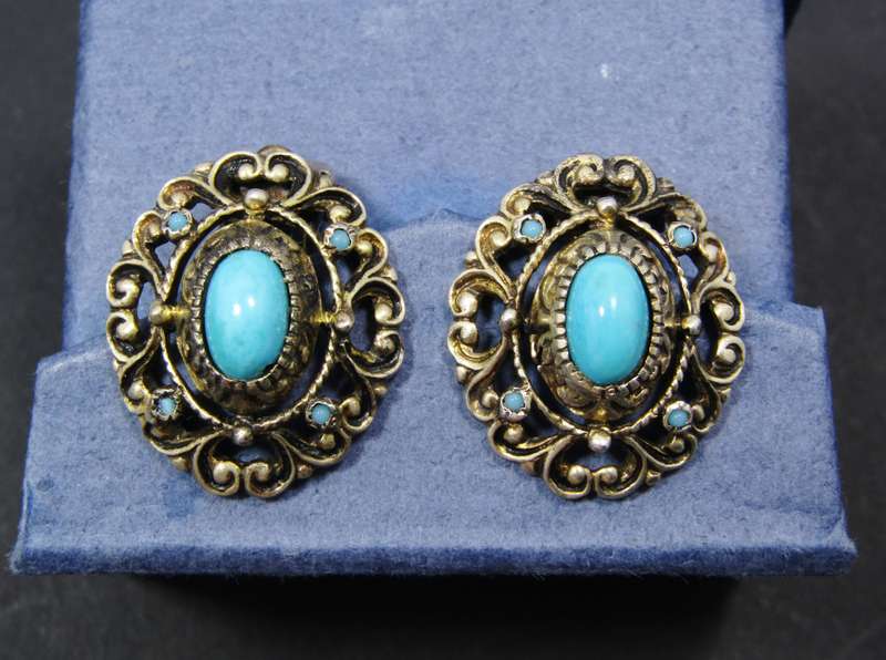 Pair of Vintage Gilt Over 835 Silver Clip-on Earrings