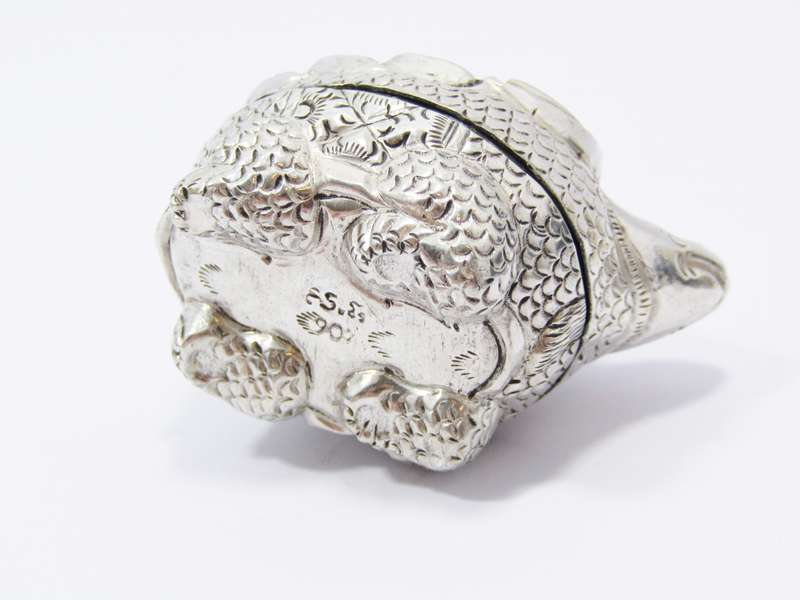 Vintage Cambodian Silver Miniature Box in the form of a Turtle