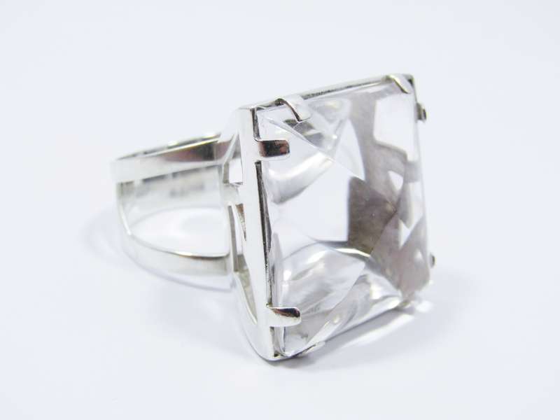 Beautiful! Chunky Rock Crystal & Sterling Silver Ring