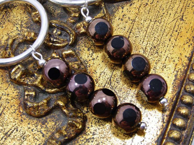 A Beautiful Pair of Bronze Venetian Glass Dangling Earring on Sterling Silver Hoops