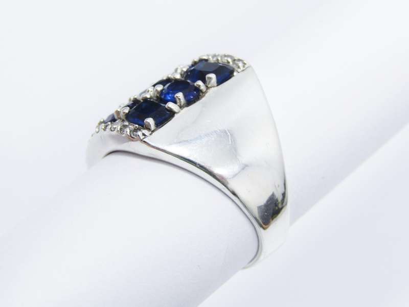 A Gorgeous Broad Blue Zirconia Ring in Sterling Silver.