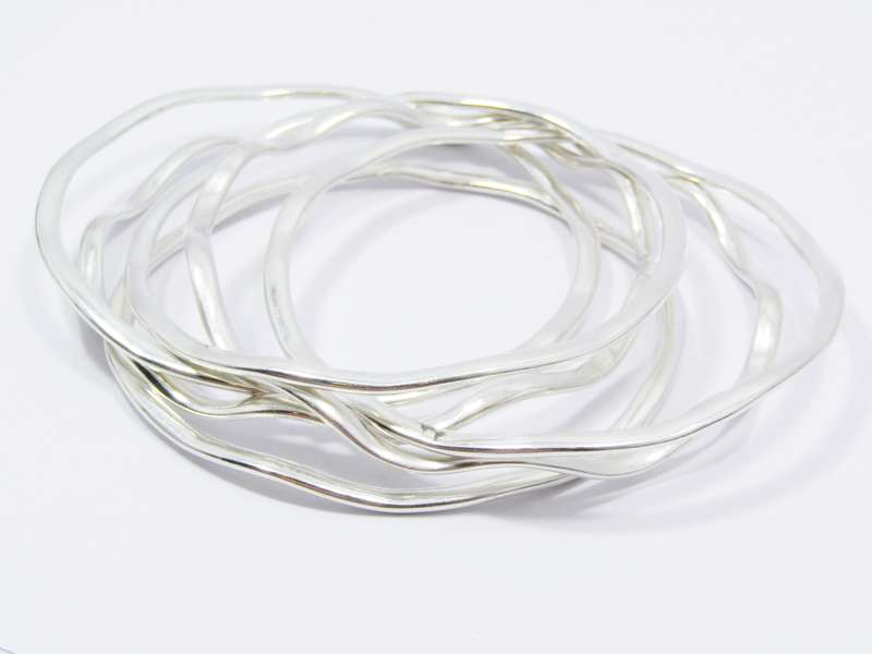 Stunning Flat Sturdy Wavy Design Bangles in Sterling Silver