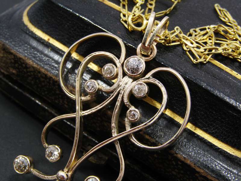 Exceptional! Statement Antique Style Gold & 1.5ct Diamond Necklace