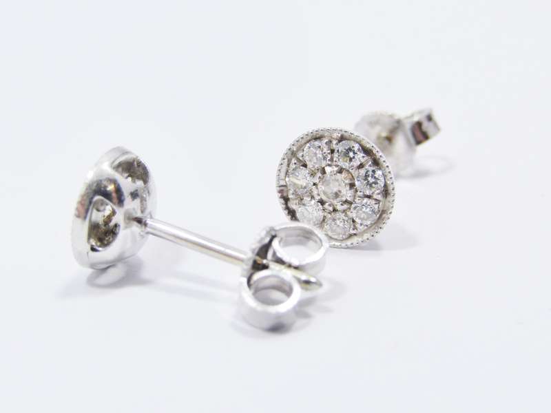 Classic! 9CT White Gold & Diamond Earrings