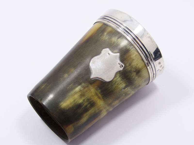 Antique (c1875) British Hallmarked Silver & Horn Beaker