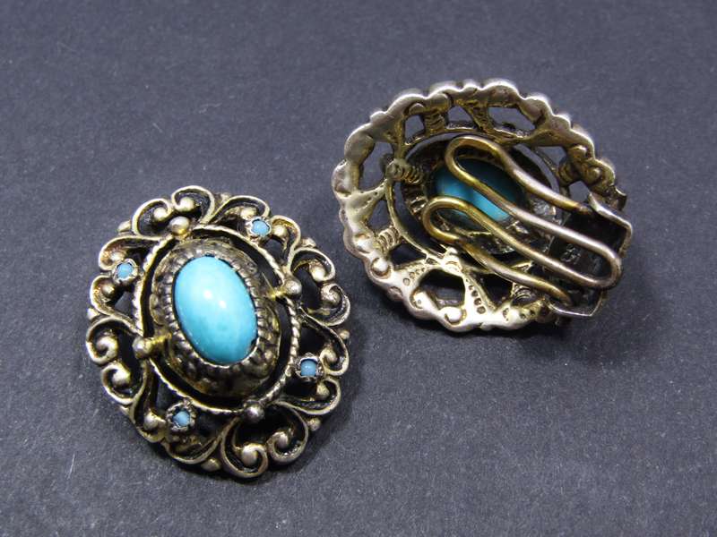 Pair of Vintage Gilt Over 835 Silver Clip-on Earrings