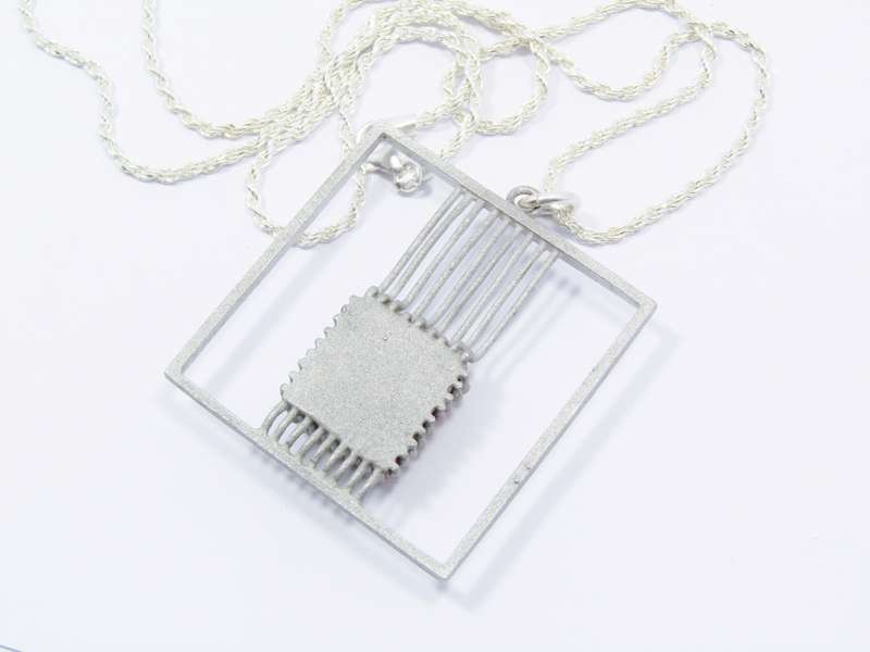 Vintage Modernist Sterling Silver & Rhodochrosite Necklace