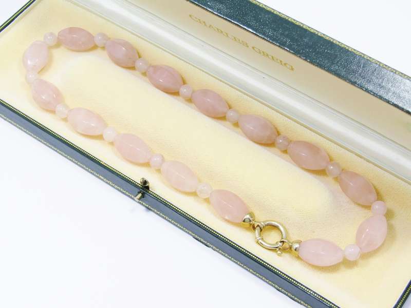 Stunning! Faceted Rose Quartz & 9CT Gold Signoretti Clasp Necklace