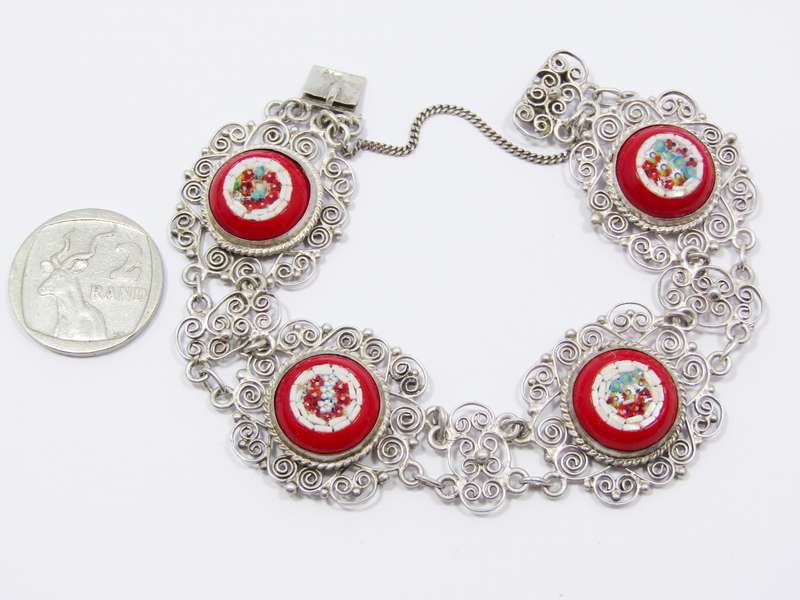 Gorgeous Chunky Micro Mosaic Bracelet in Silver