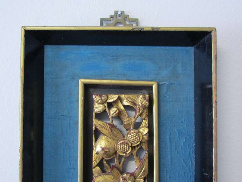 Beautiful Antique Oriental Wood Panel Carving