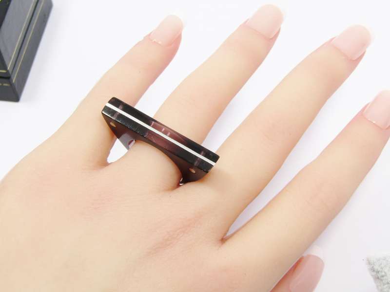 A Gorgeous Modernist Design Resin and Sterling Silver Ring