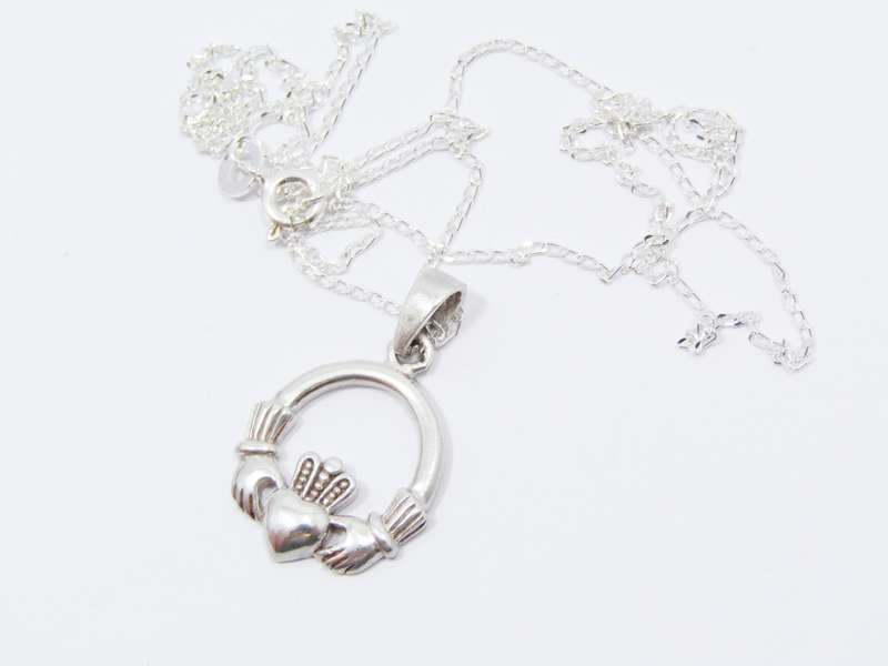 Sterling Silver Claddagh Design Pendant on Chain