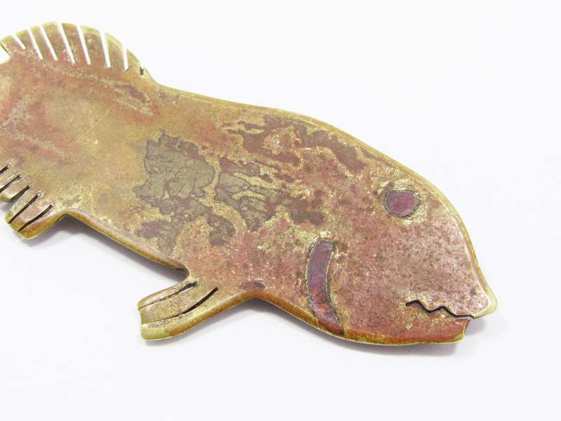 Vintage Copper/Brass Patinated Large Fish Brooch