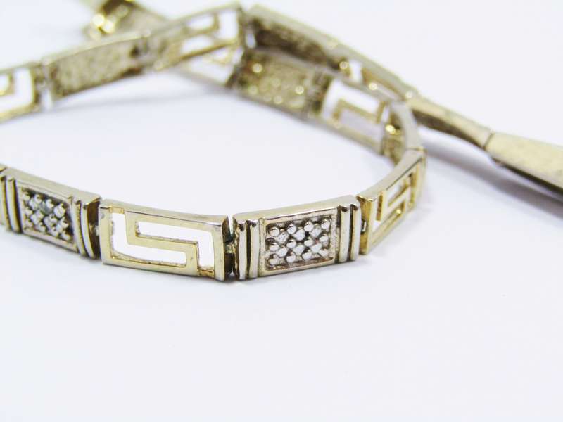 Lovely Sterling Silver Gilt Paneled Link Bracelet