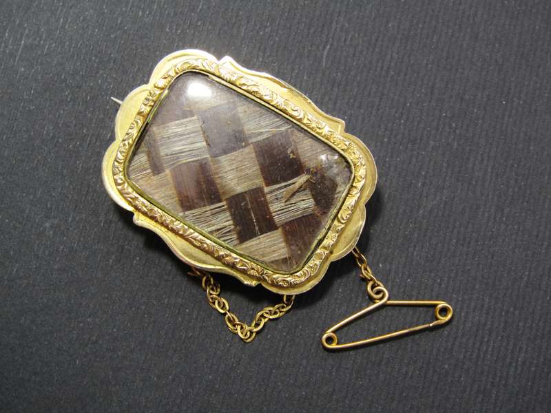 Antique Georgian Gilt Metal Mourning Brooch