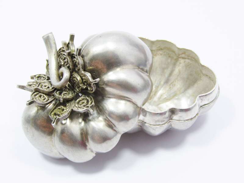 Antique/Vintage Cambodian Silver "Pumpkin" Box