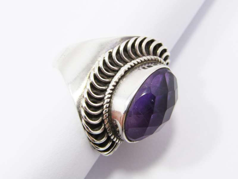 A Lovely Boho Design Amethyst Ring in Sterling Silver