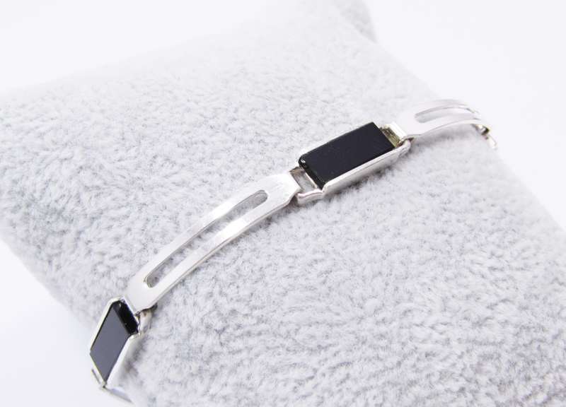 Modernist Silver & Onyx Bracelet by Friedrich Speidel