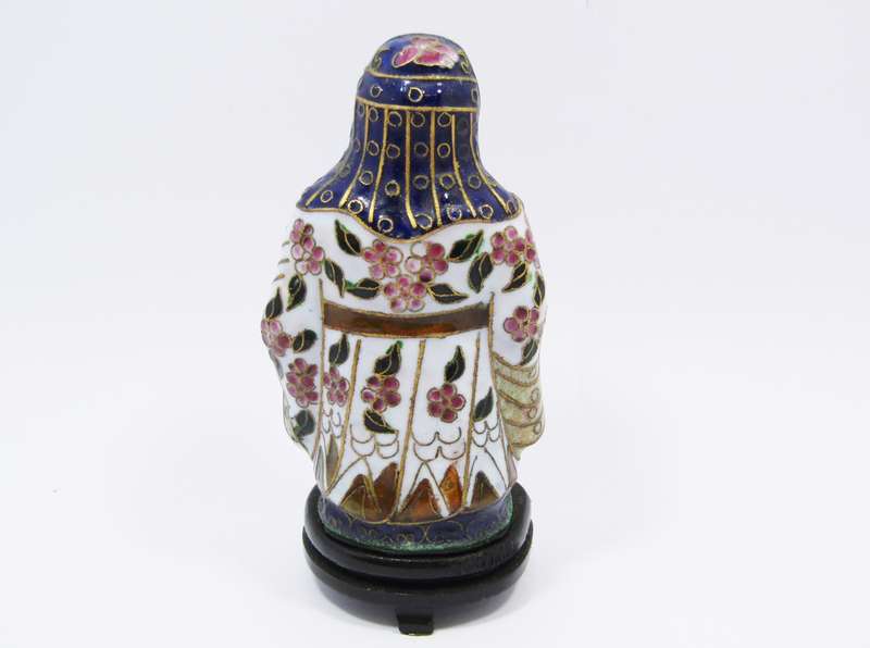 A Gorgeous Fu Chinese Cloisonne Figurine on Stand