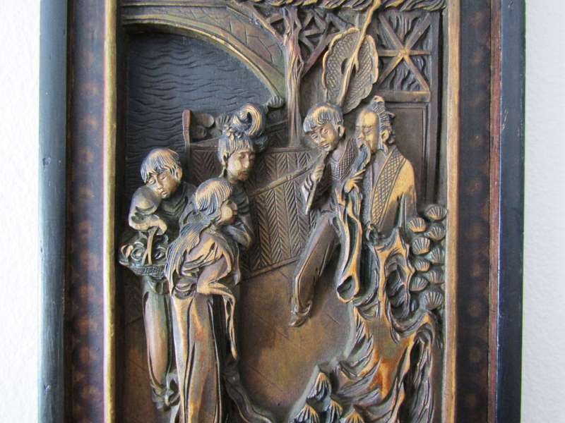Oriental Long Wooden Carved Panel