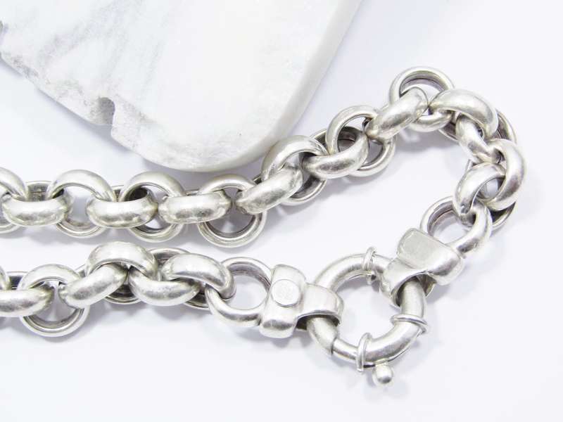 Chunky Round Link Necklace with Signoretti Clasp in Sterling Silver