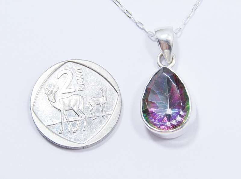 A Very Pretty Mystic Topaz Pendant on Chain in Sterling Silver.