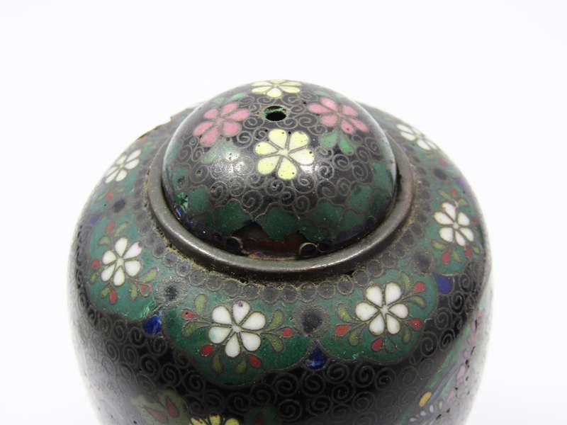 Antique Meiji Period Cloisonne Jar with Cover