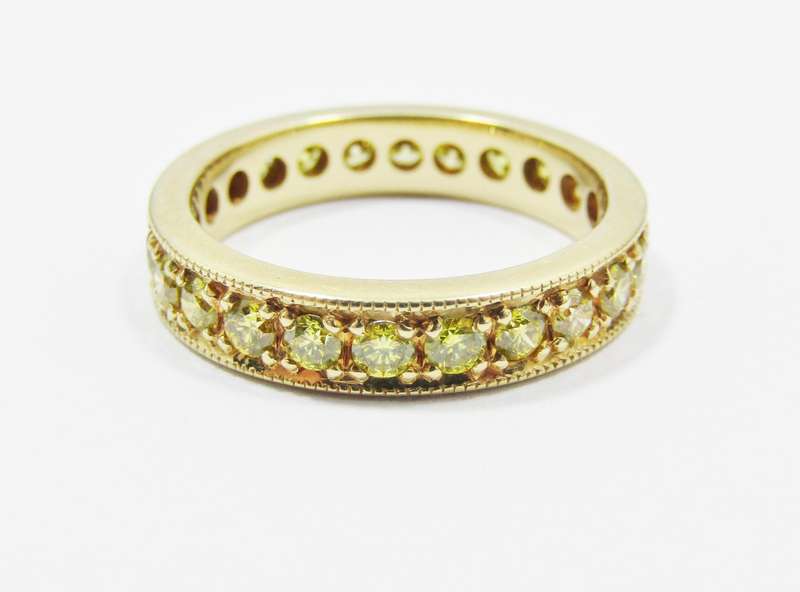 Masterpiece! 18CT Gold & Fancy Yellow Diamond Full Eternity Ring