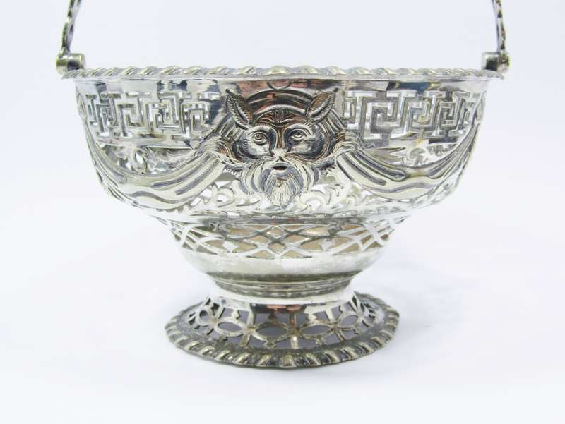 Antique Gothic Revival Silver-Plated Sweets Basket