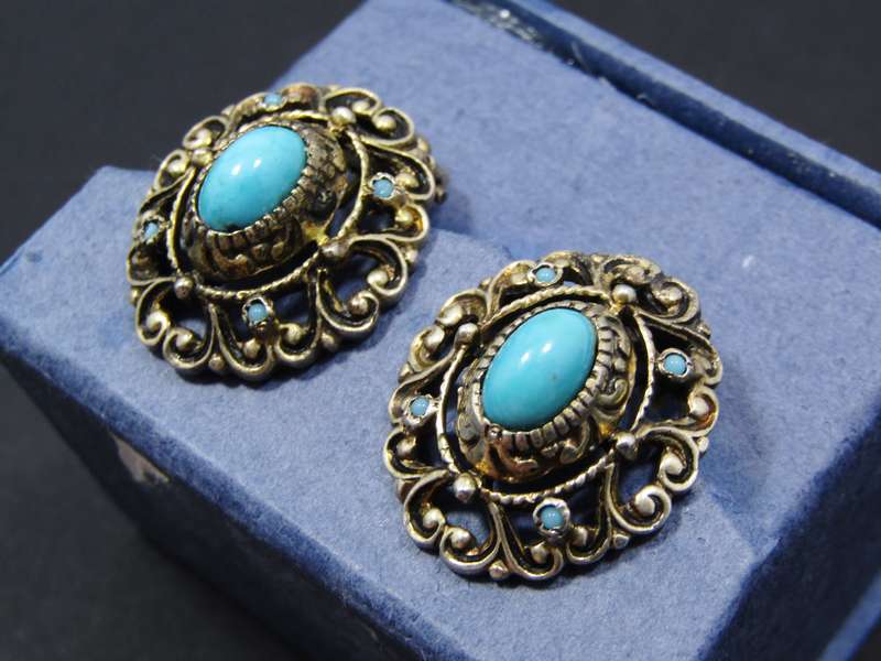 Pair of Vintage Gilt Over 835 Silver Clip-on Earrings