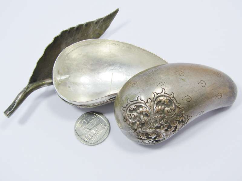 Antique/Vintage Cambodian Silver Mango Shaped Box