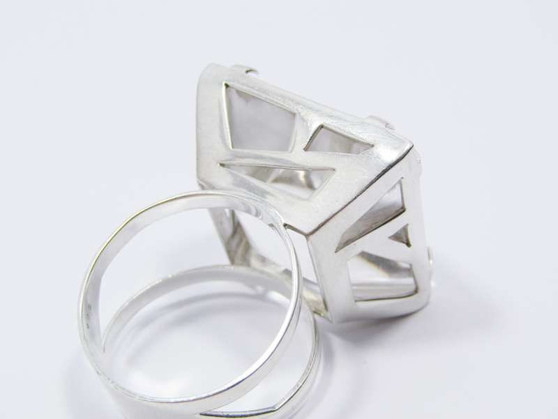 Beautiful! Chunky Rock Crystal & Sterling Silver Ring