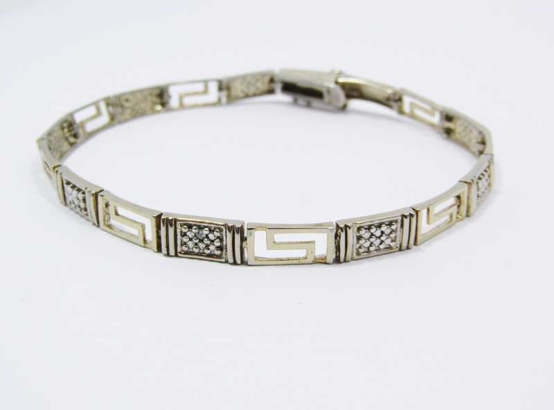 Lovely Sterling Silver Gilt Paneled Link Bracelet