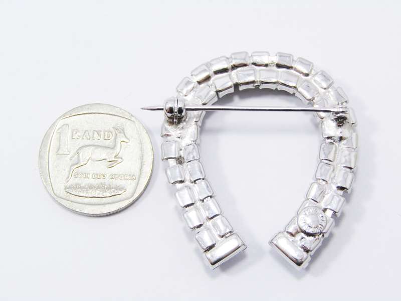 Amazing! Vintage Sterling Silver & Rhinestone Horse Shoe Brooch