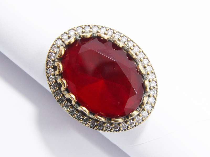 A Gorgeous Huge Red Stone Ring in Sterling Silver