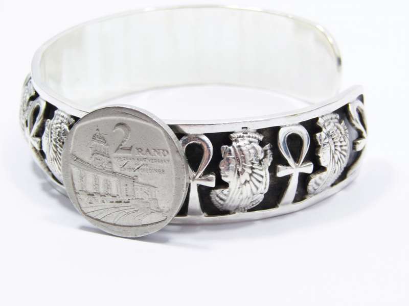 Stunning Vintage Solid Silver Egyptian Bangle