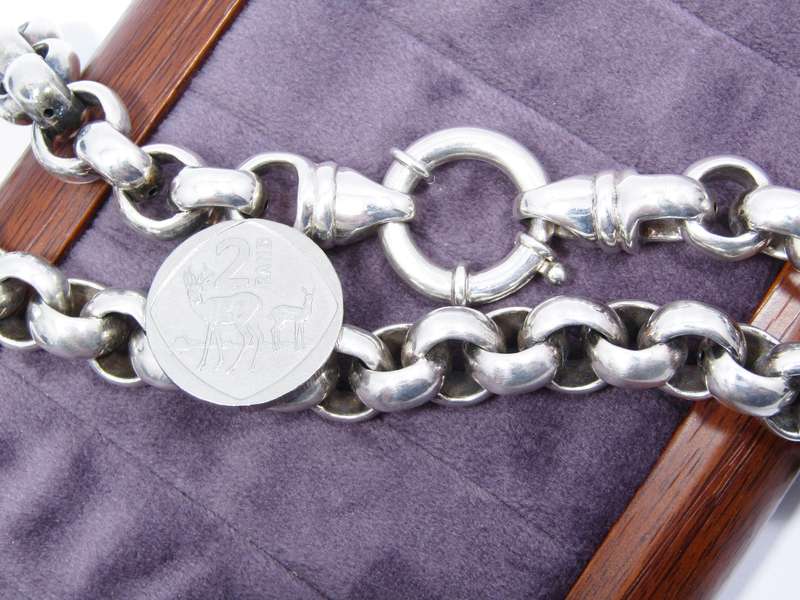 A Beautiful Huge Round Link Necklace with a Signoretti Clasp in Sterling Silver.