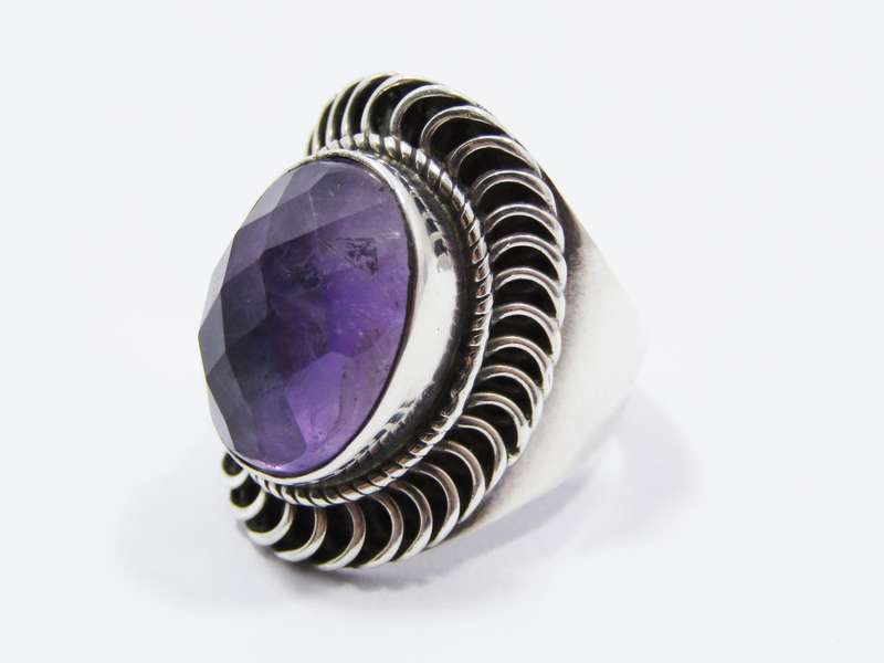 A Lovely Boho Design Amethyst Ring in Sterling Silver