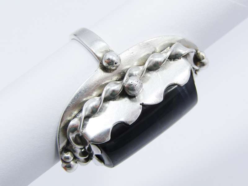 A Gorgeous Chunky Black Tigers Eye Stone Ring in Sterling Silver.