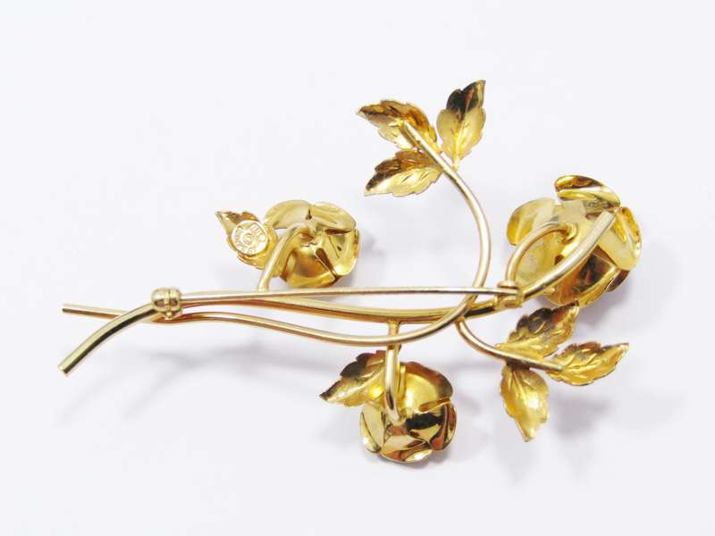 Vintage Gold-Filled "Rolyn Inc" Roses Brooch