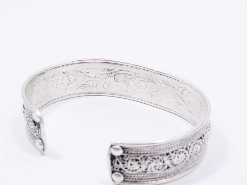 A Gorgeous Textured Cuff with Coral and Turquois Stones in Sterling Silver