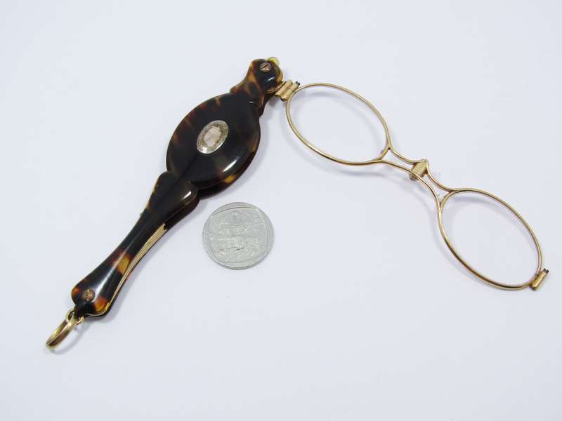 Stunning! Antique French Rolled Gold & Tortoiseshell Lorgnette