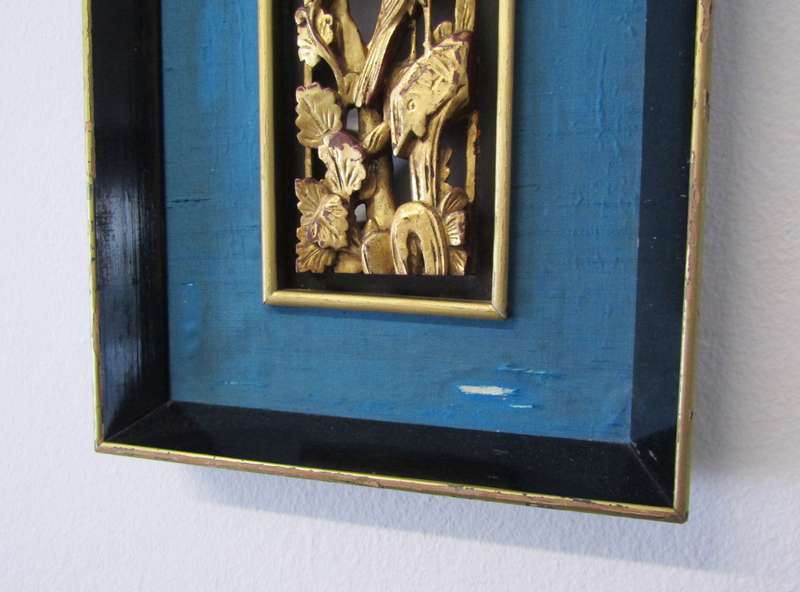 Beautiful Antique Oriental Wood Panel Carving