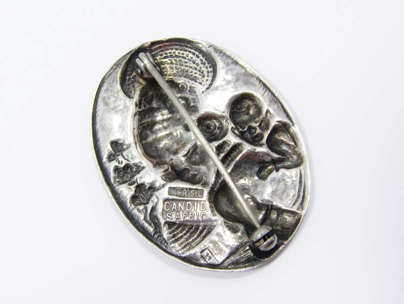 Vintage Candida Sterling Silver African Themed Brooch