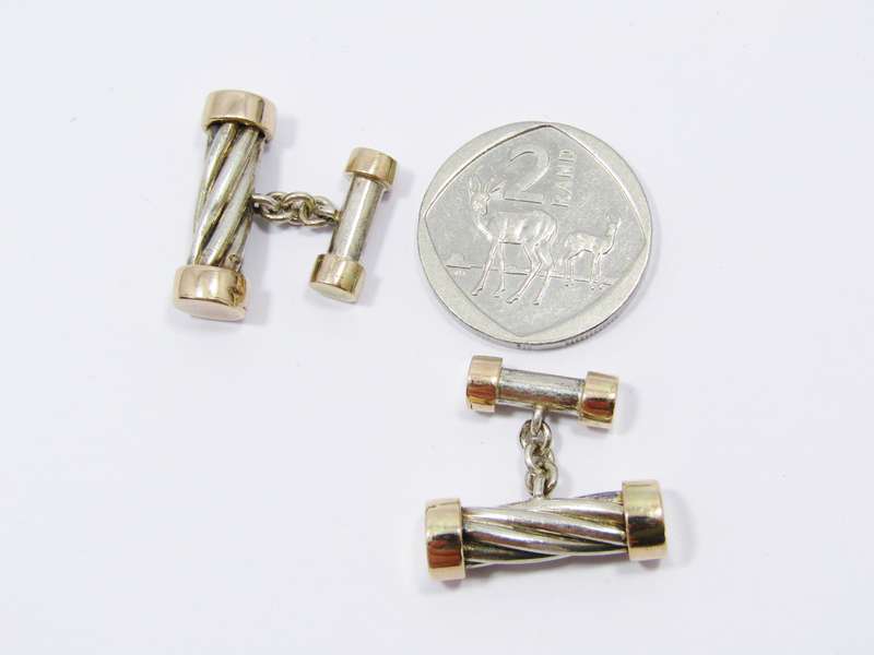 Stunning! Vintage Pair of 9CT Gold & Silver Cufflinks